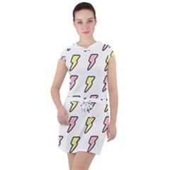 Pattern Cute Flash Design Drawstring Hooded Dress by brightlightarts