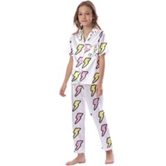 Pattern Cute Flash Design Kids  Satin Short Sleeve Pajamas Set by brightlightarts