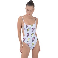 Pattern Cute Flash Design Tie Strap One Piece Swimsuit by brightlightarts