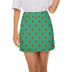 Ethnic Circular Print Mini Front Wrap Skirt