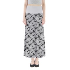 8 Bit Newspaper Pattern, Gazette Collage Black And White Full Length Maxi Skirt by Casemiro