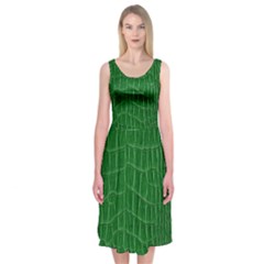 Crocodile Leather Green Midi Sleeveless Dress by skindeep