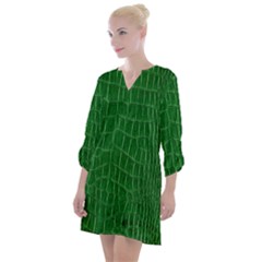 Crocodile Leather Green Open Neck Shift Dress by skindeep