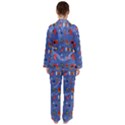 Blue 50s Satin Long Sleeve Pajamas Set View2