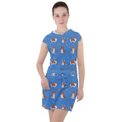 Cute Corgi Dogs Drawstring Hooded Dress by SychEva