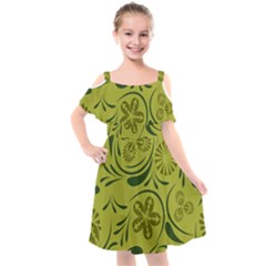 Folk Flowers Pattern  Kids  Cut Out Shoulders Chiffon Dress by Eskimos