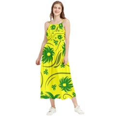 Folk Flowers Pattern  Boho Sleeveless Summer Dress by Eskimos