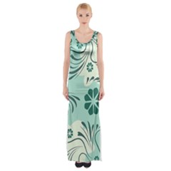 Folk Flowers Pattern  Thigh Split Maxi Dress by Eskimos