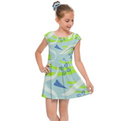 Folk Flowers Pattern  Kids  Cap Sleeve Dress by Eskimos