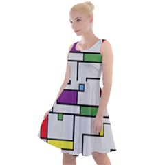 Colorful Rectangles Knee Length Skater Dress by LalyLauraFLM