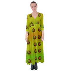 Sun Flowers For Iconic Pleasure In Pumpkin Time Button Up Maxi Dress by pepitasart