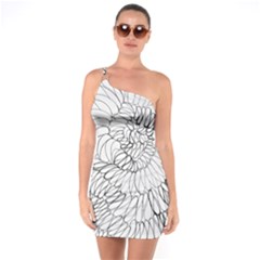 Mono Swirls One Soulder Bodycon Dress by kaleidomarblingart