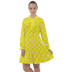 Purple Hearts On Yellow Background All Frills Chiffon Dress by SychEva