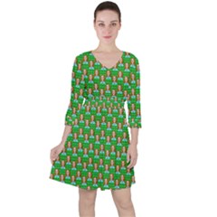 Girl Green Quarter Sleeve Ruffle Waist Dress by snowwhitegirl