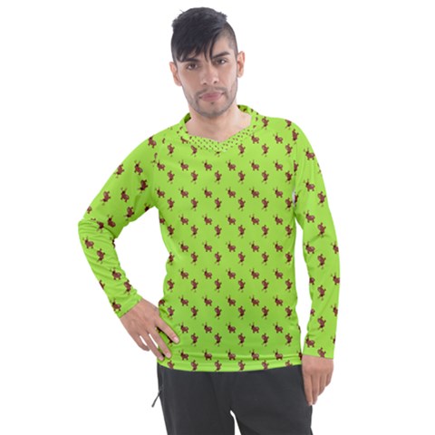 Kawaii Cute Deer Green Men s Pique Long Sleeve Tee by snowwhitegirl