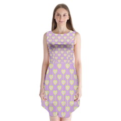 Yellow Hearts On A Light Purple Background Sleeveless Chiffon Dress   by SychEva