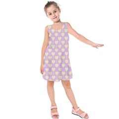 Yellow Hearts On A Light Purple Background Kids  Sleeveless Dress by SychEva