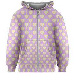 Yellow Hearts On A Light Purple Background Kids  Zipper Hoodie Without Drawstring by SychEva