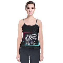 Snakeart Velvet Spaghetti Strap Top by Sparkle