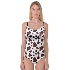 Brown Cow Spots Pattern, Animal Fur Print Camisole Leotard  by Casemiro