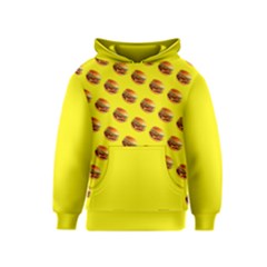 Vector Burgers, Fast Food Sandwitch Pattern At Yellow Kids  Pullover Hoodie by Casemiro