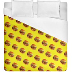 Vector Burgers, Fast Food Sandwitch Pattern At Yellow Duvet Cover (king Size) by Casemiro