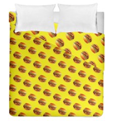 Vector Burgers, Fast Food Sandwitch Pattern At Yellow Duvet Cover Double Side (queen Size) by Casemiro