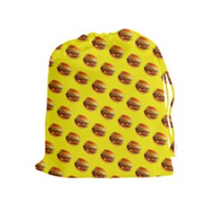 Vector Burgers, Fast Food Sandwitch Pattern At Yellow Drawstring Pouch (xl) by Casemiro