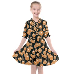 Orange Dandelions On A Dark Background Kids  All Frills Chiffon Dress by SychEva