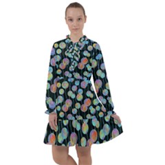 Multi-colored Circles All Frills Chiffon Dress by SychEva