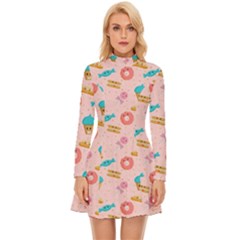 Funny Sweets With Teeth Long Sleeve Velour Longline Dress by SychEva