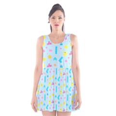 Arcade Dreams Blue  Scoop Neck Skater Dress by thePastelAbomination