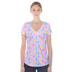 Arcade Dreams Pink Short Sleeve Front Detail Top by thePastelAbomination