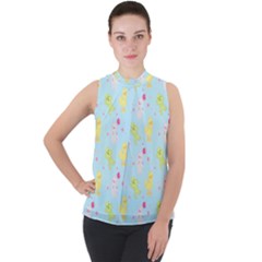 My Adventure Blue Mock Neck Chiffon Sleeveless Top by thePastelAbomination