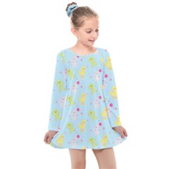 My Adventure Blue Kids  Long Sleeve Dress by thePastelAbomination