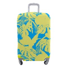 Yellow And Blue Leafs Silhouette At Sky Blue Luggage Cover (small) by Casemiro