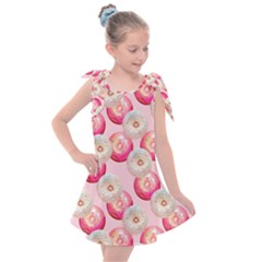 Pink And White Donuts Kids  Tie Up Tunic Dress by SychEva