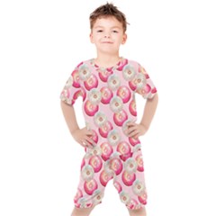 Pink And White Donuts Kids  Tee And Shorts Set by SychEva