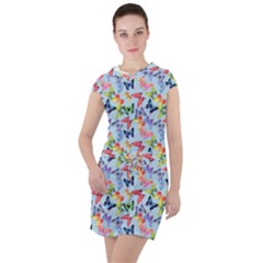 Beautiful Bright Butterflies Are Flying Drawstring Hooded Dress by SychEva