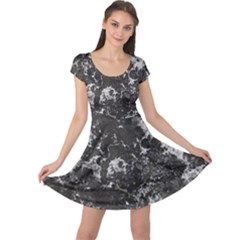 Dark Marble Camouflage Texture Print Cap Sleeve Dress by dflcprintsclothing