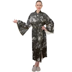 Dark Marble Camouflage Texture Print Maxi Velour Kimono by dflcprintsclothing