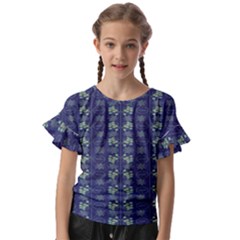 Flowers Pattern Kids  Cut Out Flutter Sleeves by Sparkle