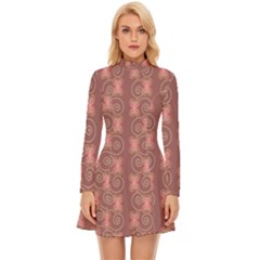 Flowers Pattern Long Sleeve Velour Longline Dress by Sparkle