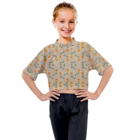 Flowers Pattern Kids Mock Neck Tee by Sparkle