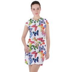 Bright Butterflies Circle In The Air Drawstring Hooded Dress by SychEva