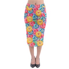 Multicolored Donuts Midi Pencil Skirt by SychEva