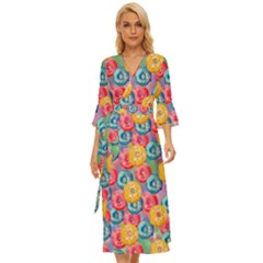 Multicolored Donuts Midsummer Wrap Dress by SychEva