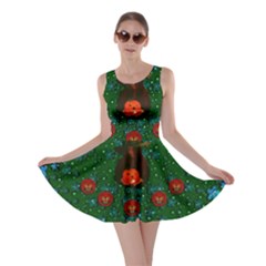 Halloween Pumkin Lady In The Rain Skater Dress by pepitasart