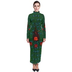 Halloween Pumkin Lady In The Rain Turtleneck Maxi Dress by pepitasart