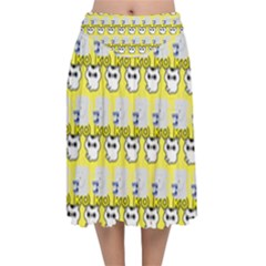 Cartoon Pattern Velvet Flared Midi Skirt by Sparkle